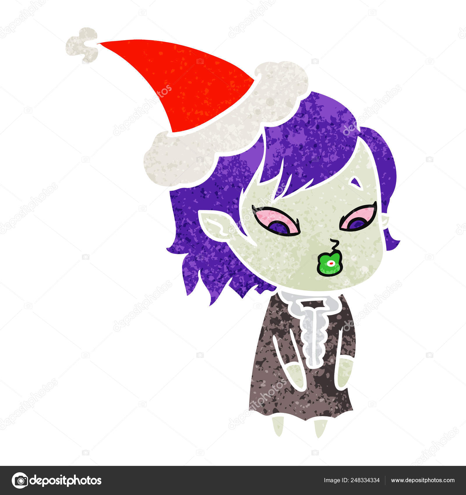 Bonito linha desenho de um vampiro menina vestindo santa chapéu imagem  vetorial de lineartestpilot© 248517878