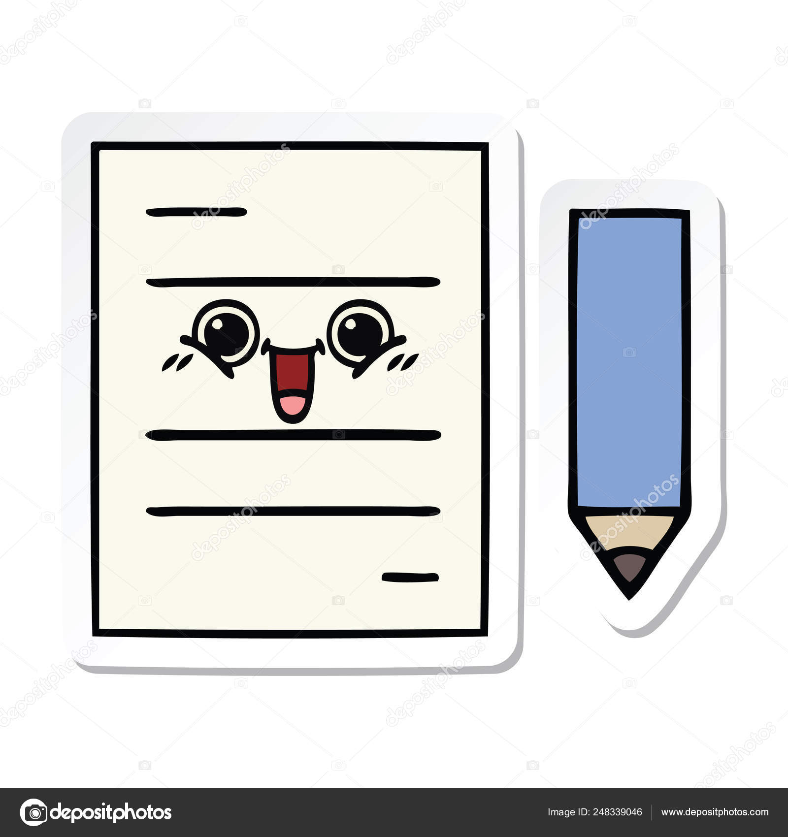 Sticker Cute Cartoon Test Paper Stock Vector Image by ©lineartestpilot  #248339046