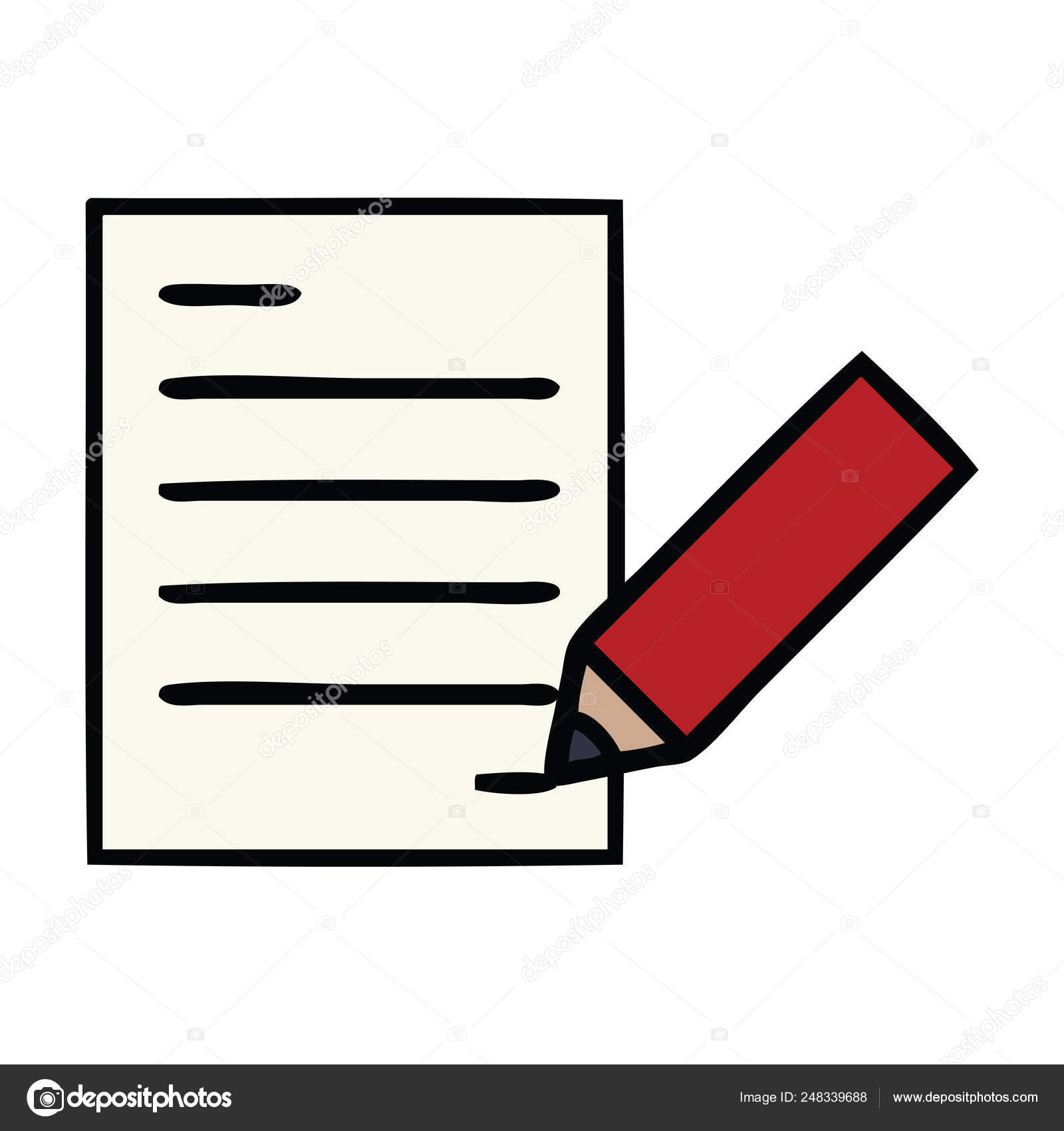 Cute Cartoon Writing Document Stock Vector Image by ©lineartestpilot #248339688 Cute Cartoon Writing Document Stock Vector Image by ©lineartestpilot #248339688