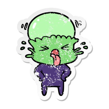 bir garip karikatür yabancı sıkıntılı etiket