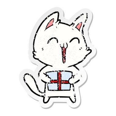 bir mutlu karikatür kedi sıkıntılı etiket