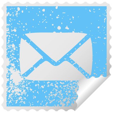 sıkıntılı kare etiketi simgesi kağıt zarf peeling