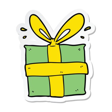 etiket bir karikatür hediye sarılmış