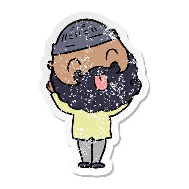 dilini sakallı bir adamın sıkıntılı etiket