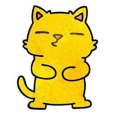 ilginç el çizilmiş karikatür kedi