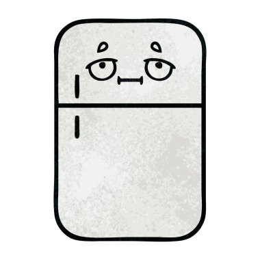 Retro grunge doku karikatür buzdolabı derin dondurucu