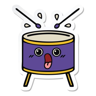 sevimli çizgi davul etiket