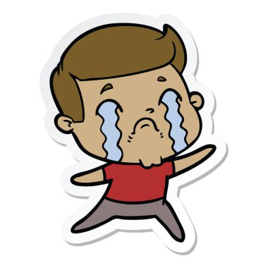 ağlayan bir çizgi film adamın etiket