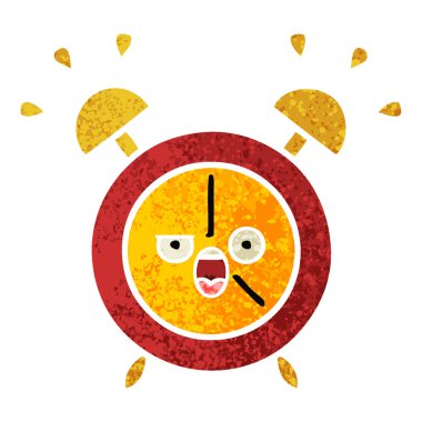 Retro illüstrasyon tarzı çizgi film çalar saat