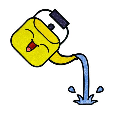 Retro grunge doku karikatür dökerek su ısıtıcısı