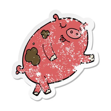 domuz dans bir karikatür sıkıntılı etiket