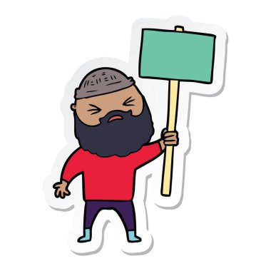 sakallı bir çizgi film adam etiketi