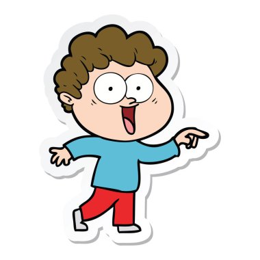 etiket karikatür mutlu bir adamın