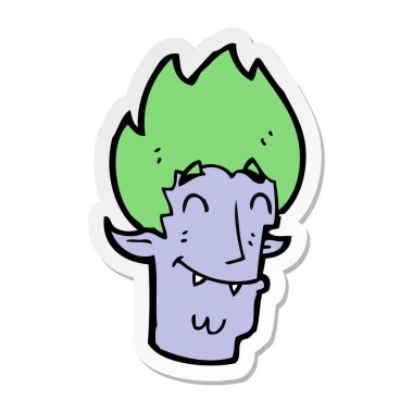 etiket bir karikatür mutlu vampir kafa