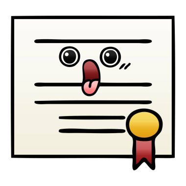 Degrade gölgeli karikatür Mezuniyet Diploması