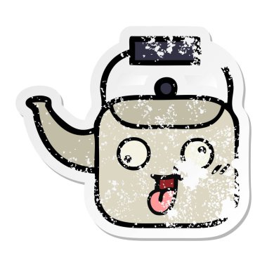 sevimli çizgi Kettle sıkıntılı etiket