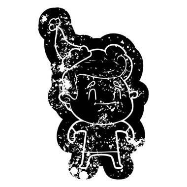 mutlu çizgi film Noel Baba şapkası giyen bir adam simgesini sıkıntılı