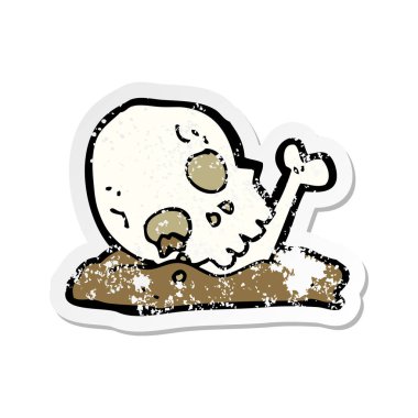 bir çizgi film eski kemik Retro sıkıntılı etiket