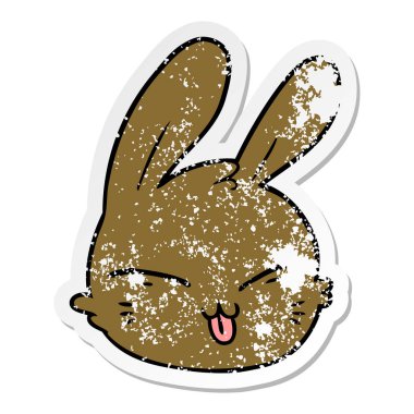 bir karikatür tavşan yüz sıkıntılı etiket