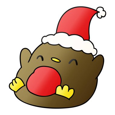 Noel degrade çizgi film kawaii Penguin el çekilmiş