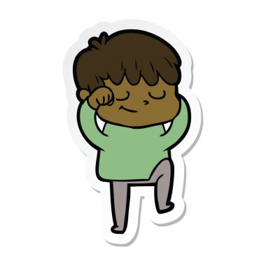 etiket bir karikatür mutlu çocuk