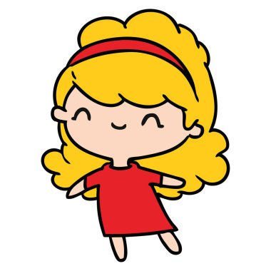 çizgi film illüstrasyon kawaii kız baş grubu ile