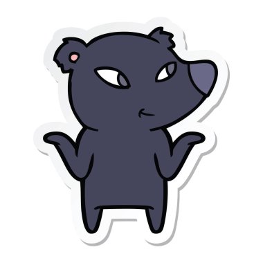 etiket omuzlarında shrugging sevimli çizgi ayı