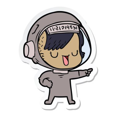 bir çizgi film astronot kadının etiket