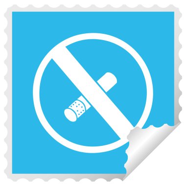 kare etiketi karikatür peeling Sigara İçilmez işareti izin