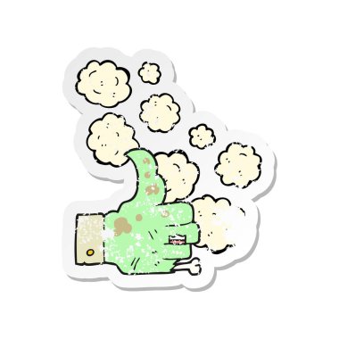 bir çizgi film zombi el Retro sıkıntılı etiket