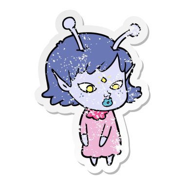 bir güzel çizgi film uzaylı kızın sıkıntılı etiket