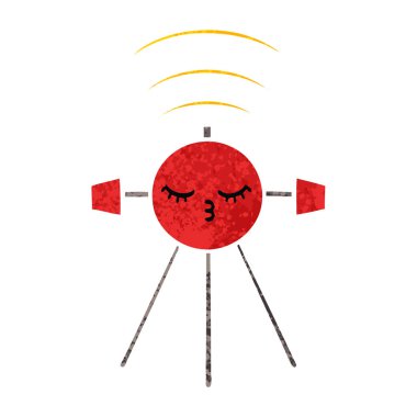 Retro illüstrasyon stil karikatür bir uydu