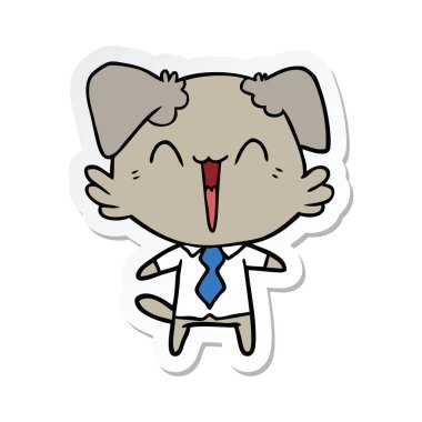 mutlu ofis köpek çizgi film etiketi