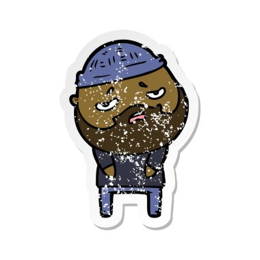 sakallı bir karikatür sıkıntılı etiket endişeli