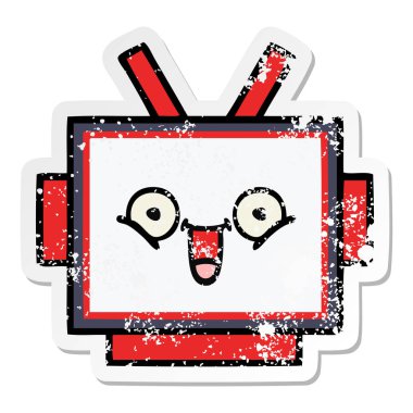 sevimli çizgi robot baş sıkıntılı etiket