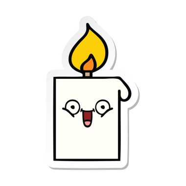 sevimli çizgi etiket mum yaktı