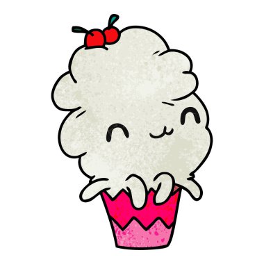 dokulu çizgi film illüstrasyon kawaii ahtapot kek