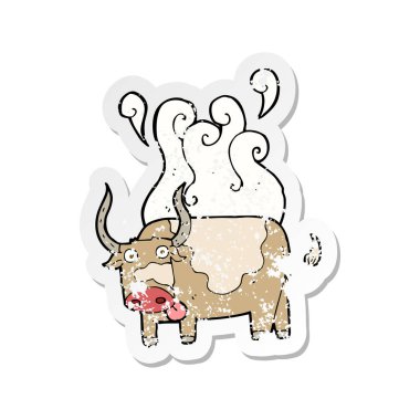 çizgi film boğa Retro sıkıntılı etiket