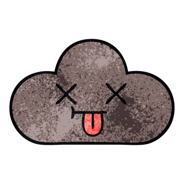 Retro grunge doku karikatür fırtına bulutu