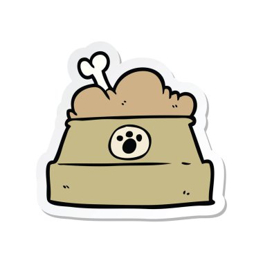 bir çizgi film kase köpek maması etiket