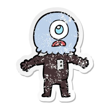 bir çizgi film Tepegöz uzaylı uzaylı sıkıntılı etiket