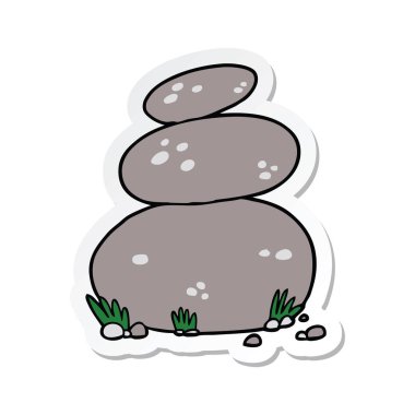 bir karikatür büyük etiket yığılmış taşlar