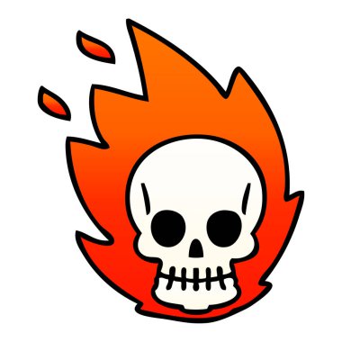 ilginç degrade gölgeli karikatür kafatası