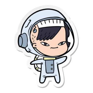 bir çizgi film astronot kadının etiket