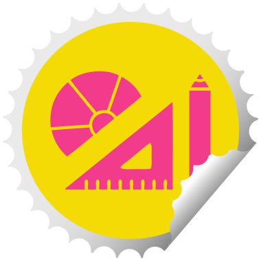 dairesel peeling etiket karikatür matematik seti 