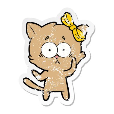 bir karikatür kedi sıkıntılı etiket