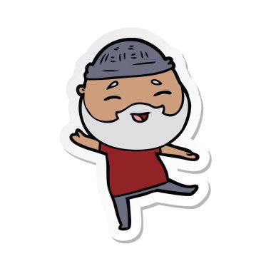 etiket karikatür mutlu bir sakallı adamın