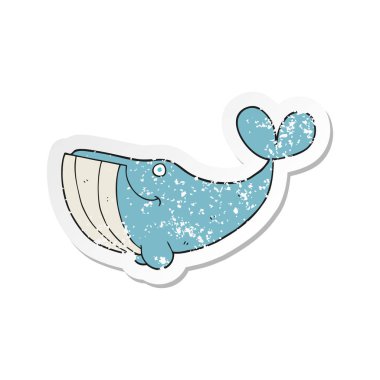 bir karikatür mutlu balinanın Retro sıkıntılı etiket