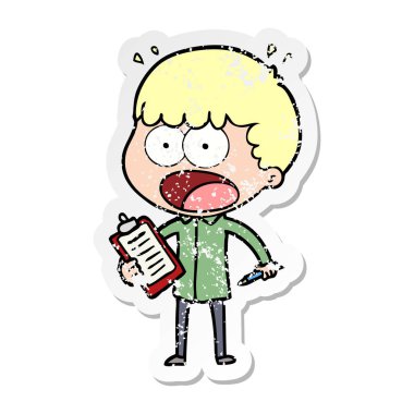 bir karikatür dostum Pano ve p ile şok sıkıntılı etiket