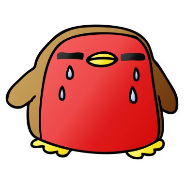 Degrade çizgi film sevimli kawaii kırmızı robin 